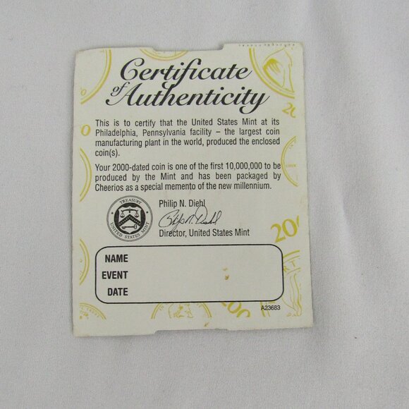 2000 Penny | No Mint Mark | Cheerios Campaign | Coin - Picture 3 of 4